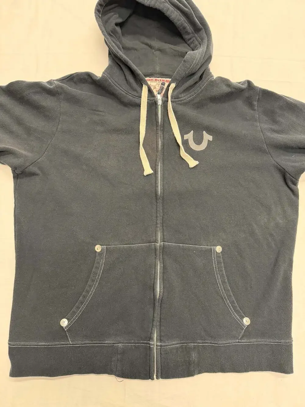 True Religion Classic Logo Full Zip Hoodie with Contrast Stitching
